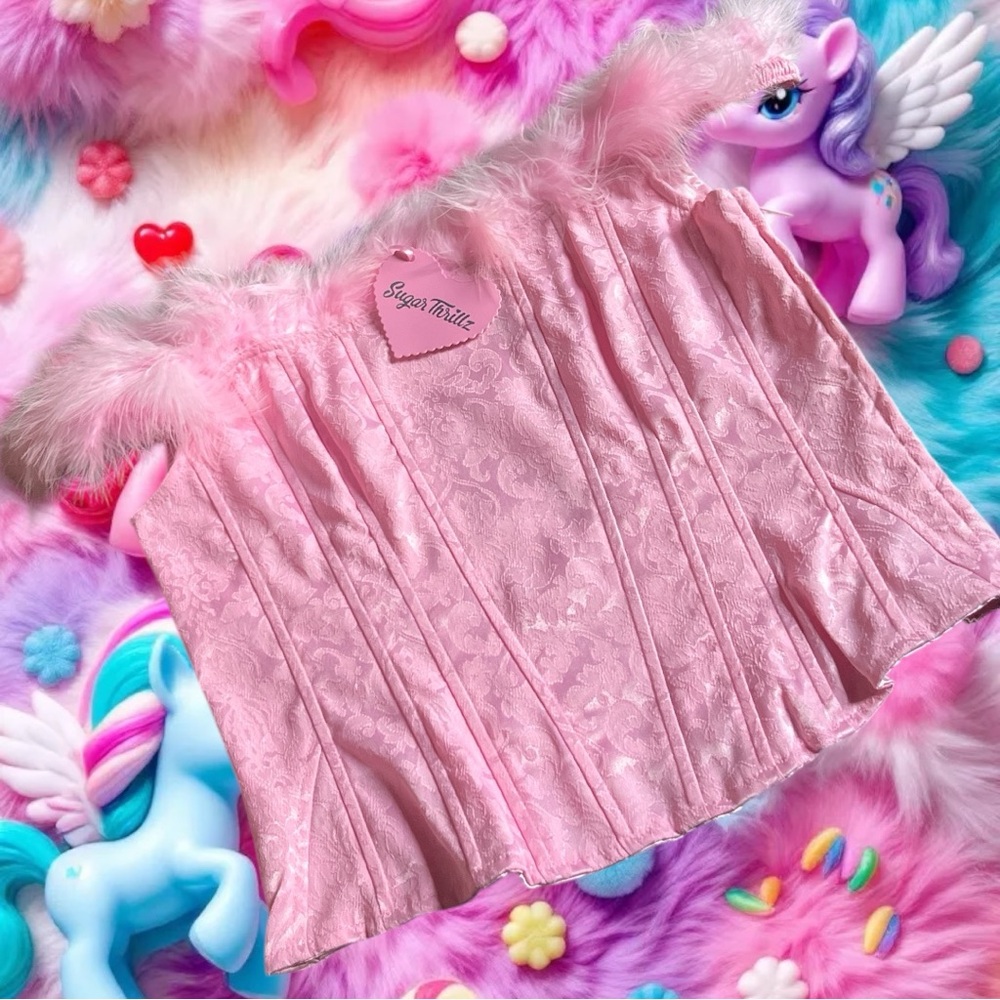 ‼️NWT‼️Dolls Kill X Sugar Thrillz Turnout For What Jacquard Bustier Pink Medium